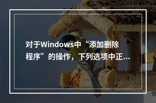 对于Windows中“添加删除程序”的操作，下列选项中正确的