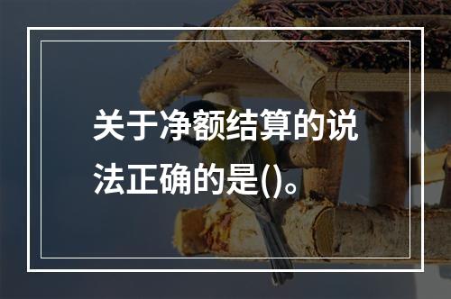 关于净额结算的说法正确的是()。