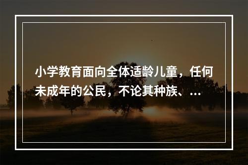 小学教育面向全体适龄儿童，任何未成年的公民，不论其种族、民族