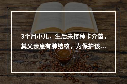 3个月小儿，生后未接种卡介苗，其父亲患有肺结核，为保护该小儿