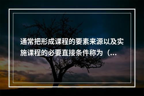 通常把形成课程的要素来源以及实施课程的必要直接条件称为（）。