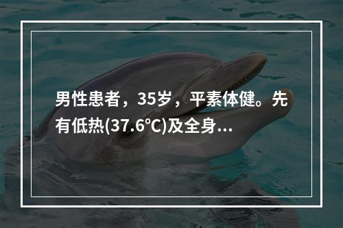 男性患者，35岁，平素体健。先有低热(37.6℃)及全身不适