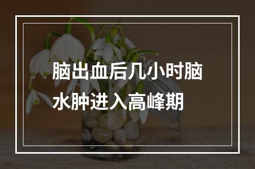 脑出血后几小时脑水肿进入高峰期