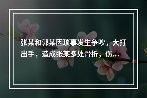 张某和郭某因琐事发生争吵，大打出手，造成张某多处骨折，伤情严