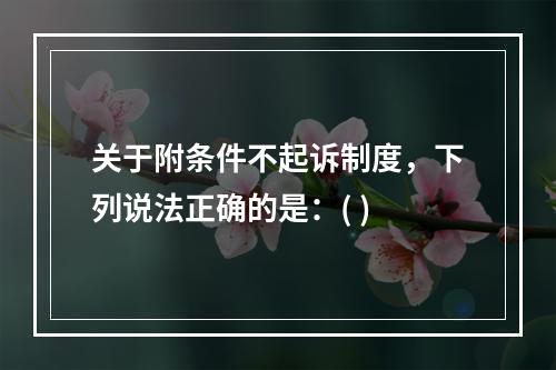 关于附条件不起诉制度，下列说法正确的是：( )