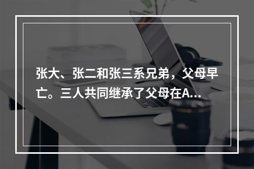 张大、张二和张三系兄弟，父母早亡。三人共同继承了父母在A县的