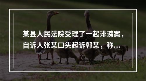 某县人民法院受理了一起诽谤案，自诉人张某口头起诉郭某，称郭某