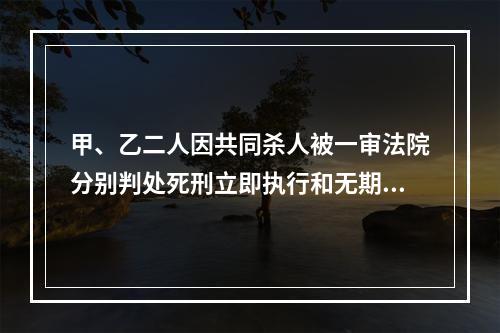 甲、乙二人因共同杀人被一审法院分别判处死刑立即执行和无期徒刑