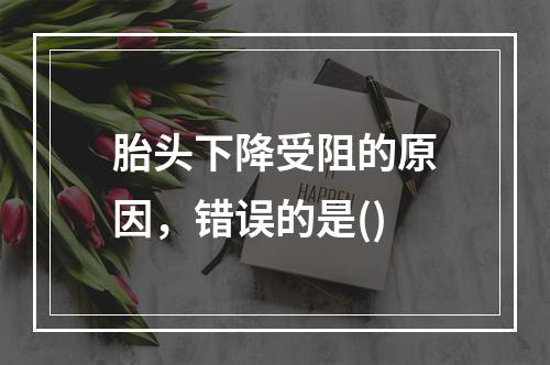 胎头下降受阻的原因，错误的是()