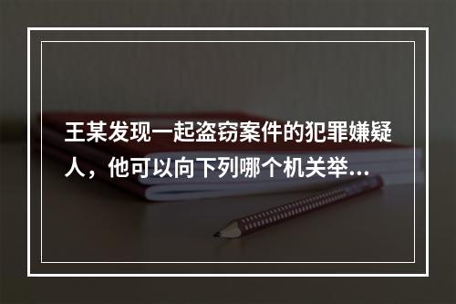 王某发现一起盗窃案件的犯罪嫌疑人，他可以向下列哪个机关举报？