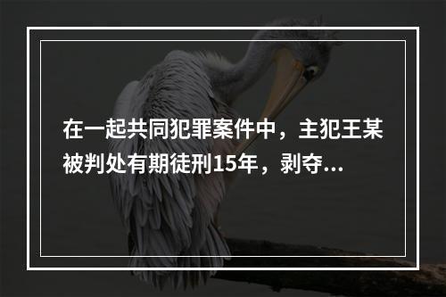 在一起共同犯罪案件中，主犯王某被判处有期徒刑15年，剥夺政治