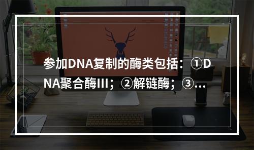 参加DNA复制的酶类包括：①DNA聚合酶Ⅲ；②解链酶；③DN