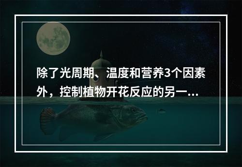 除了光周期、温度和营养3个因素外，控制植物开花反应的另一个重