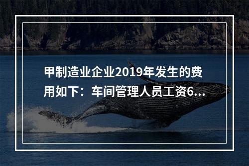 甲制造业企业2019年发生的费用如下：车间管理人员工资60万