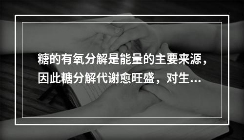 糖的有氧分解是能量的主要来源，因此糖分解代谢愈旺盛，对生物体