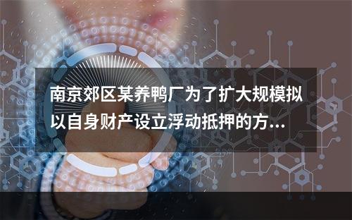 南京郊区某养鸭厂为了扩大规模拟以自身财产设立浮动抵押的方式向