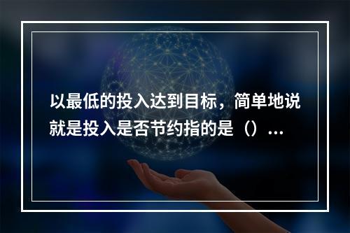 以最低的投入达到目标，简单地说就是投入是否节约指的是（）。