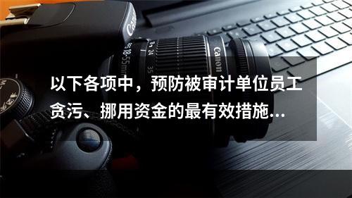 以下各项中，预防被审计单位员工贪污、挪用资金的最有效措施是（