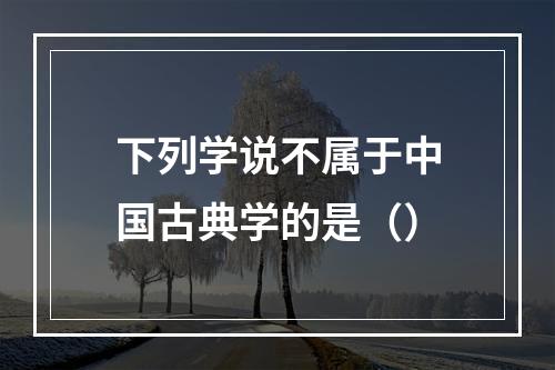 下列学说不属于中国古典学的是（）