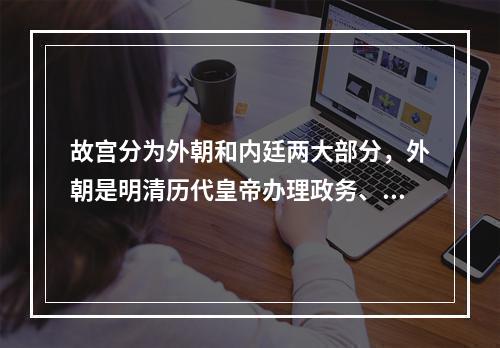 故宫分为外朝和内廷两大部分，外朝是明清历代皇帝办理政务、举行