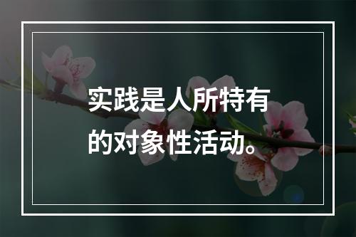 实践是人所特有的对象性活动。