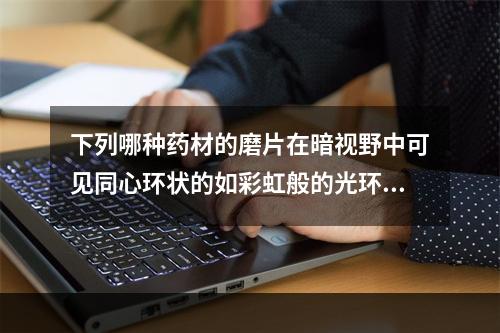 下列哪种药材的磨片在暗视野中可见同心环状的如彩虹般的光环（）