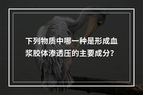 下列物质中哪一种是形成血浆胶体渗透压的主要成分？