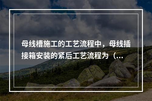 母线槽施工的工艺流程中，母线插接箱安装的紧后工艺流程为（）。