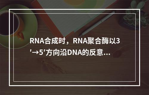 RNA合成时，RNA聚合酶以3′→5′方向沿DNA的反意义链