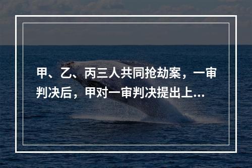 甲、乙、丙三人共同抢劫案，一审判决后，甲对一审判决提出上诉后