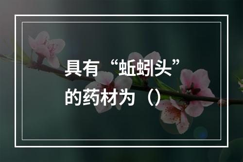 具有“蚯蚓头”的药材为（）