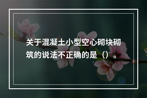 关于混凝土小型空心砌块砌筑的说法不正确的是（）。