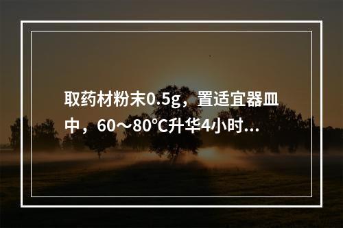 取药材粉末0.5g，置适宜器皿中，60～80℃升华4小时，置