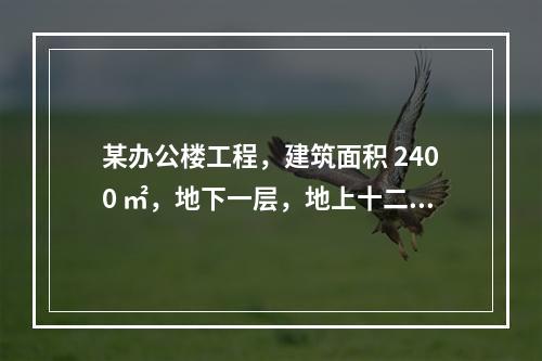 某办公楼工程，建筑面积 2400 ㎡，地下一层，地上十二层，