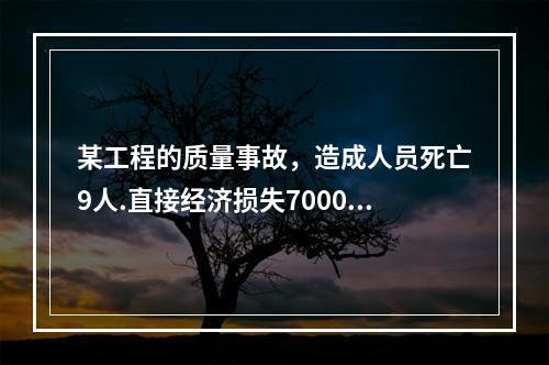 某工程的质量事故，造成人员死亡9人.直接经济损失7000万元