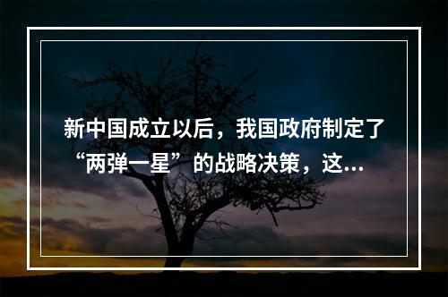 新中国成立以后，我国政府制定了“两弹一星”的战略决策，这一战