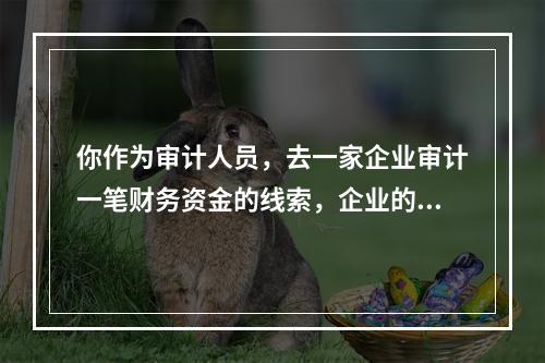 你作为审计人员，去一家企业审计一笔财务资金的线索，企业的财务