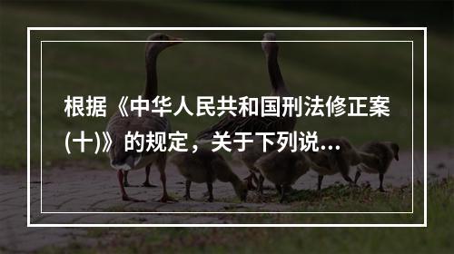 根据《中华人民共和国刑法修正案(十)》的规定，关于下列说法正