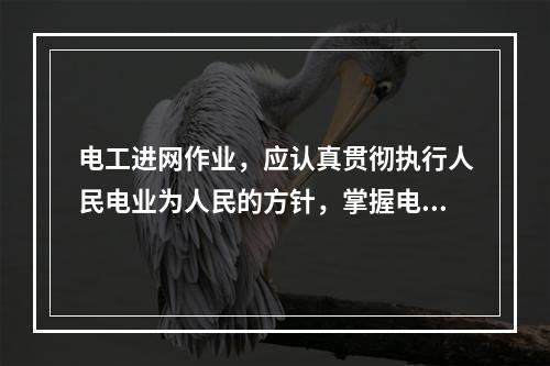 电工进网作业，应认真贯彻执行人民电业为人民的方针，掌握电气安