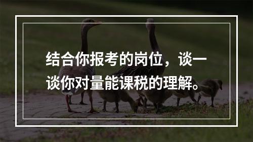 结合你报考的岗位，谈一谈你对量能课税的理解。