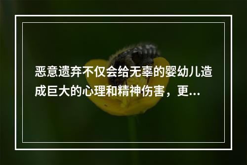 恶意遗弃不仅会给无辜的婴幼儿造成巨大的心理和精神伤害，更令原