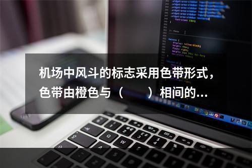 机场中风斗的标志采用色带形式，色带由橙色与（　　）相间的颜色