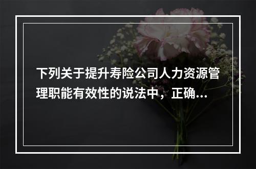 下列关于提升寿险公司人力资源管理职能有效性的说法中，正确的是