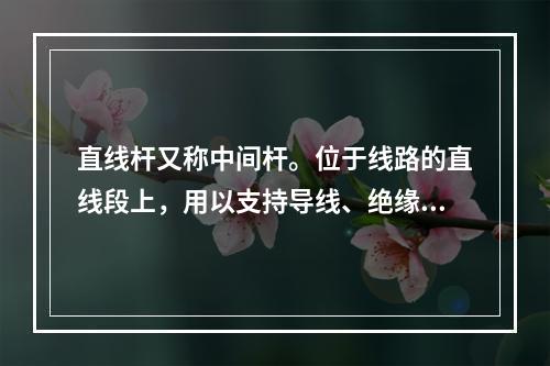 直线杆又称中间杆。位于线路的直线段上，用以支持导线、绝缘子和