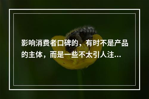 影响消费者口碑的，有时不是产品的主体，而是一些不太引人注目的