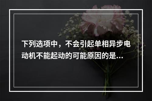 下列选项中，不会引起单相异步电动机不能起动的可能原因的是()