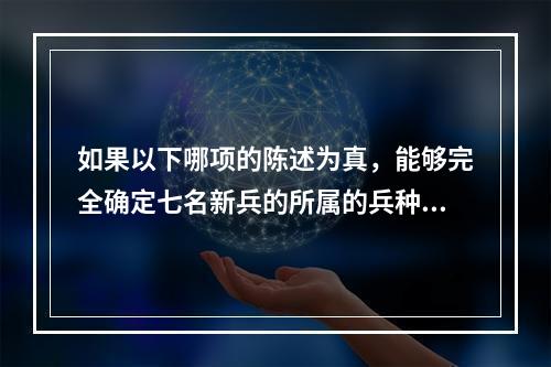 如果以下哪项的陈述为真，能够完全确定七名新兵的所属的兵种？(