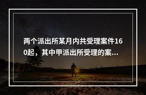 两个派出所某月内共受理案件160起，其中甲派出所受理的案件中