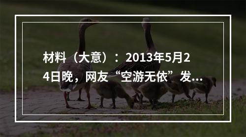 材料（大意）：2013年5月24日晚，网友“空游无依”发了一