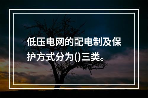 低压电网的配电制及保护方式分为()三类。